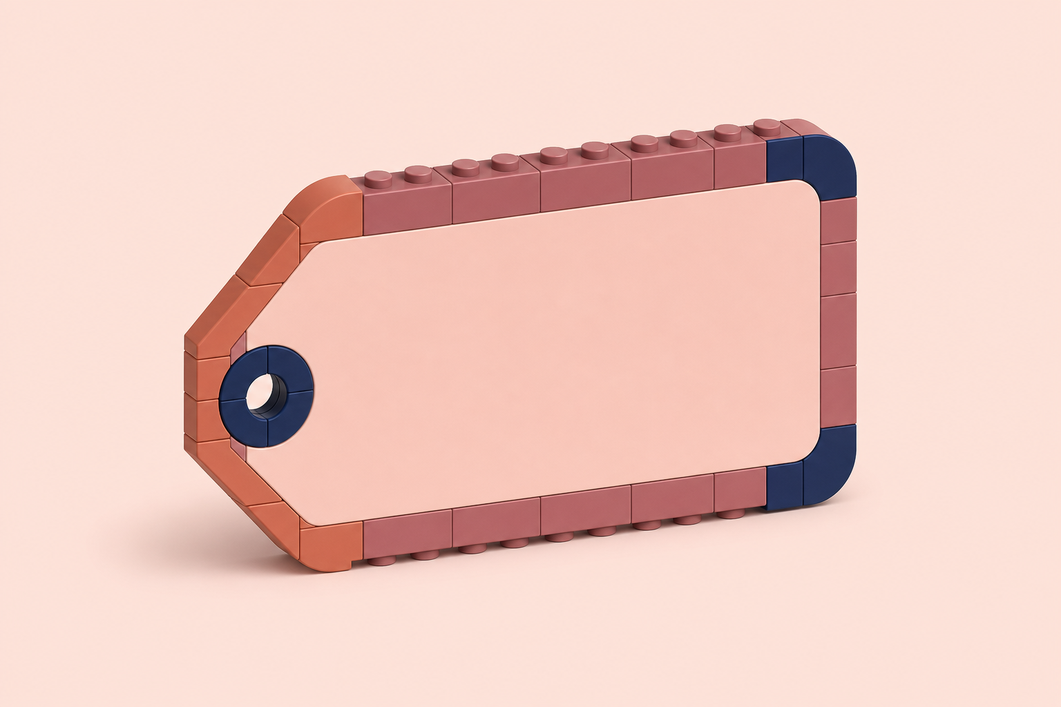 Illustration isométrique de blocs assemblés en forme d'étiquette de prix